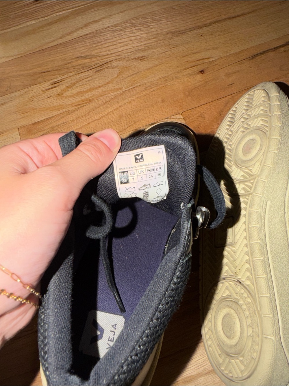 Veja Black High-Top Sneakers with Cream Accent - Picture 7 of 7
